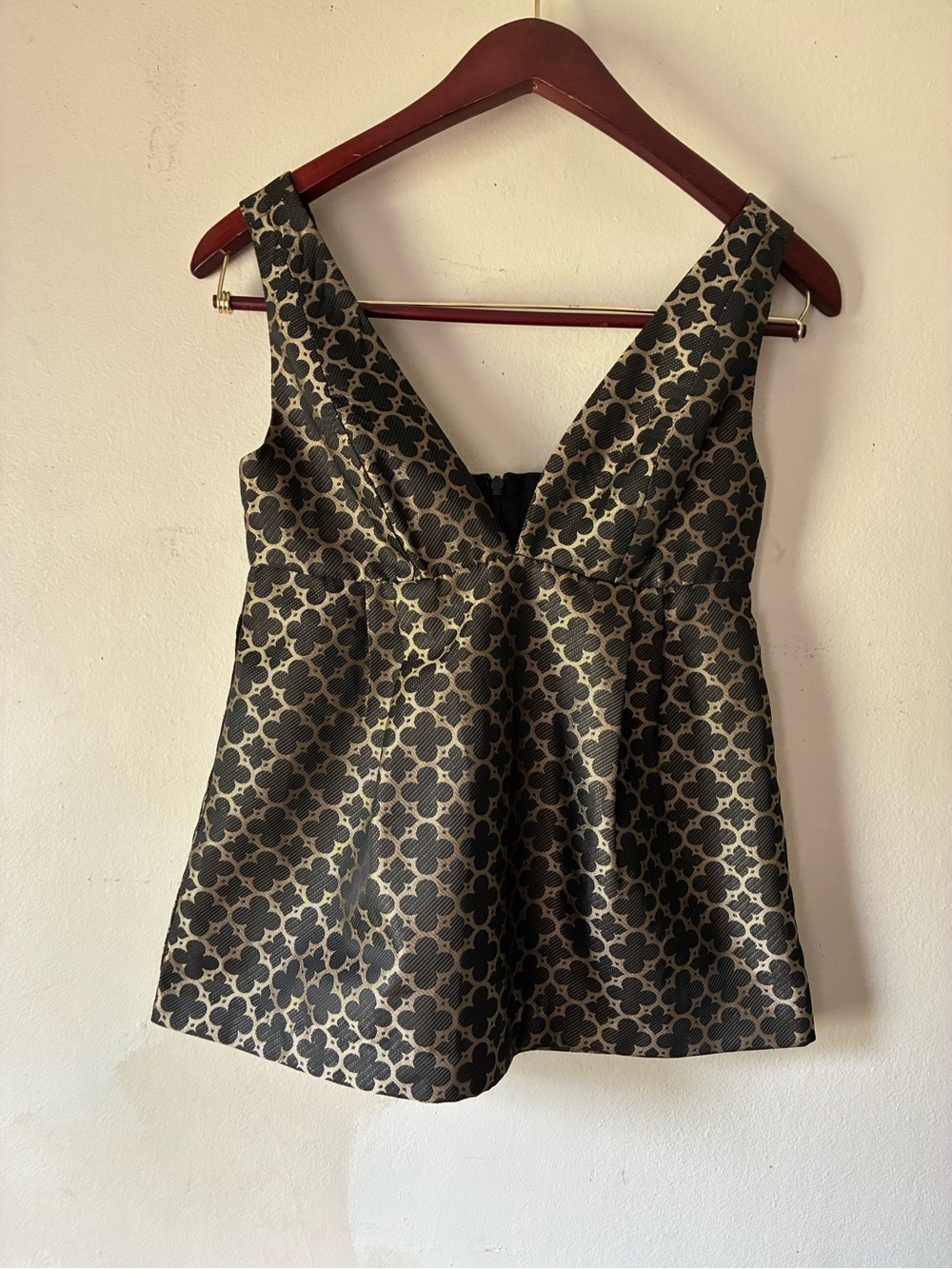 Steve & Barry's Black and Gold Patterned V-Neck Camisole